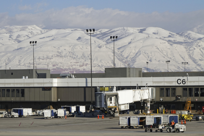 Salt Lake City Airport is located about 4 miles west downtown Salt Lake City, in Utah, U.S.